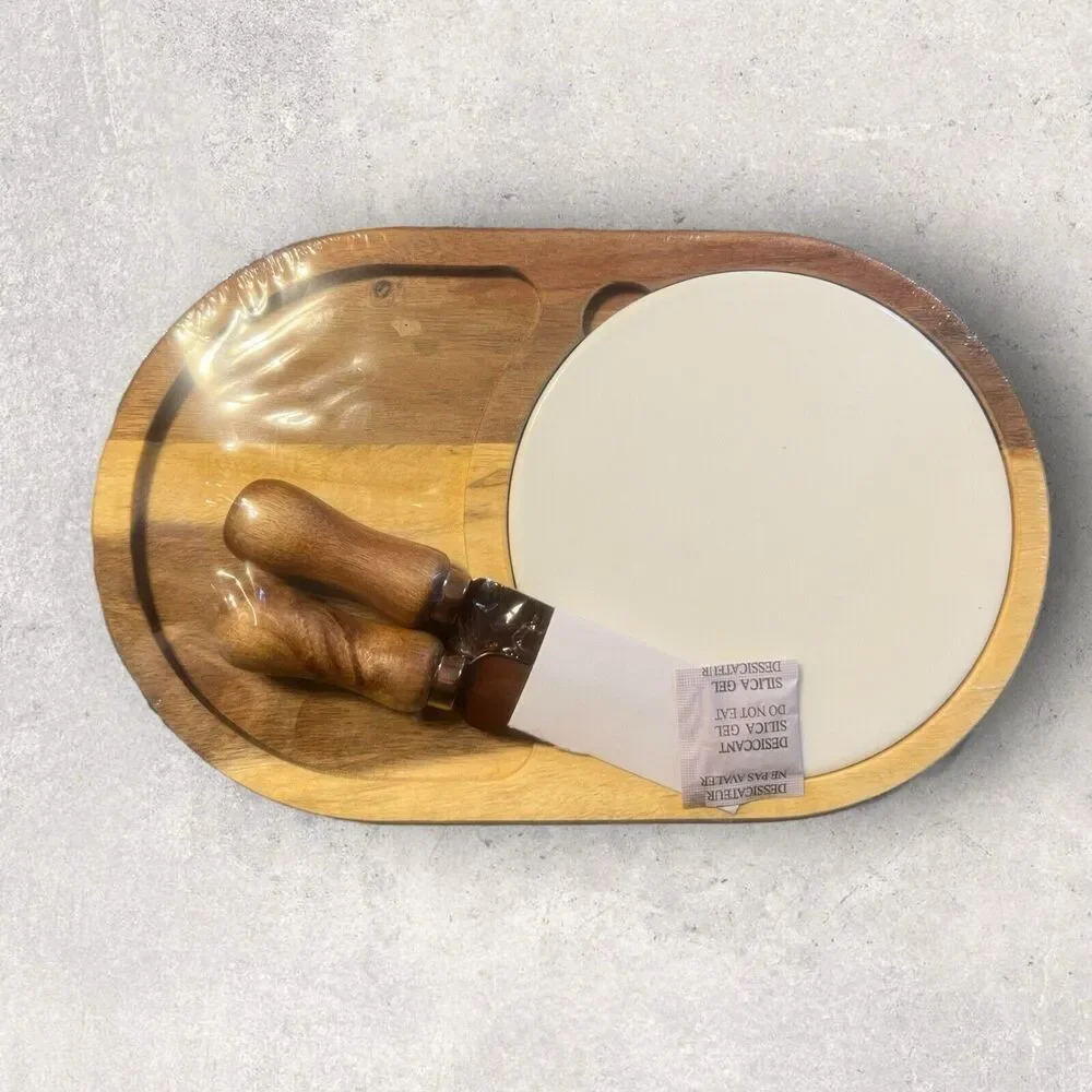 Twine Living Co. Gourmet Wood & Ceramic Cheese Board Gift Set